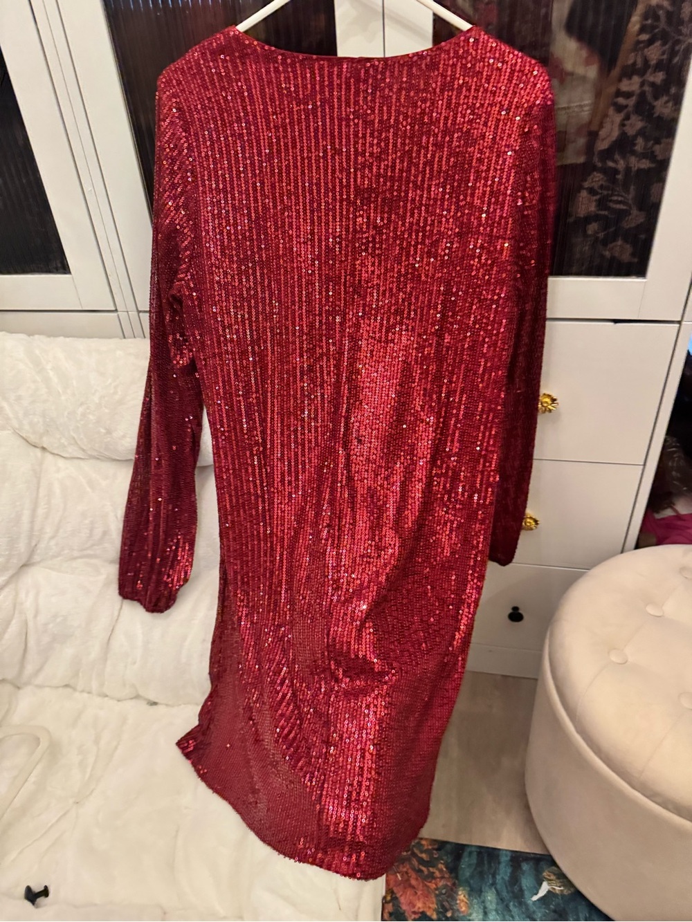 Andree Red Sequin Long Sleeve Dress - Picture 3 of 4
